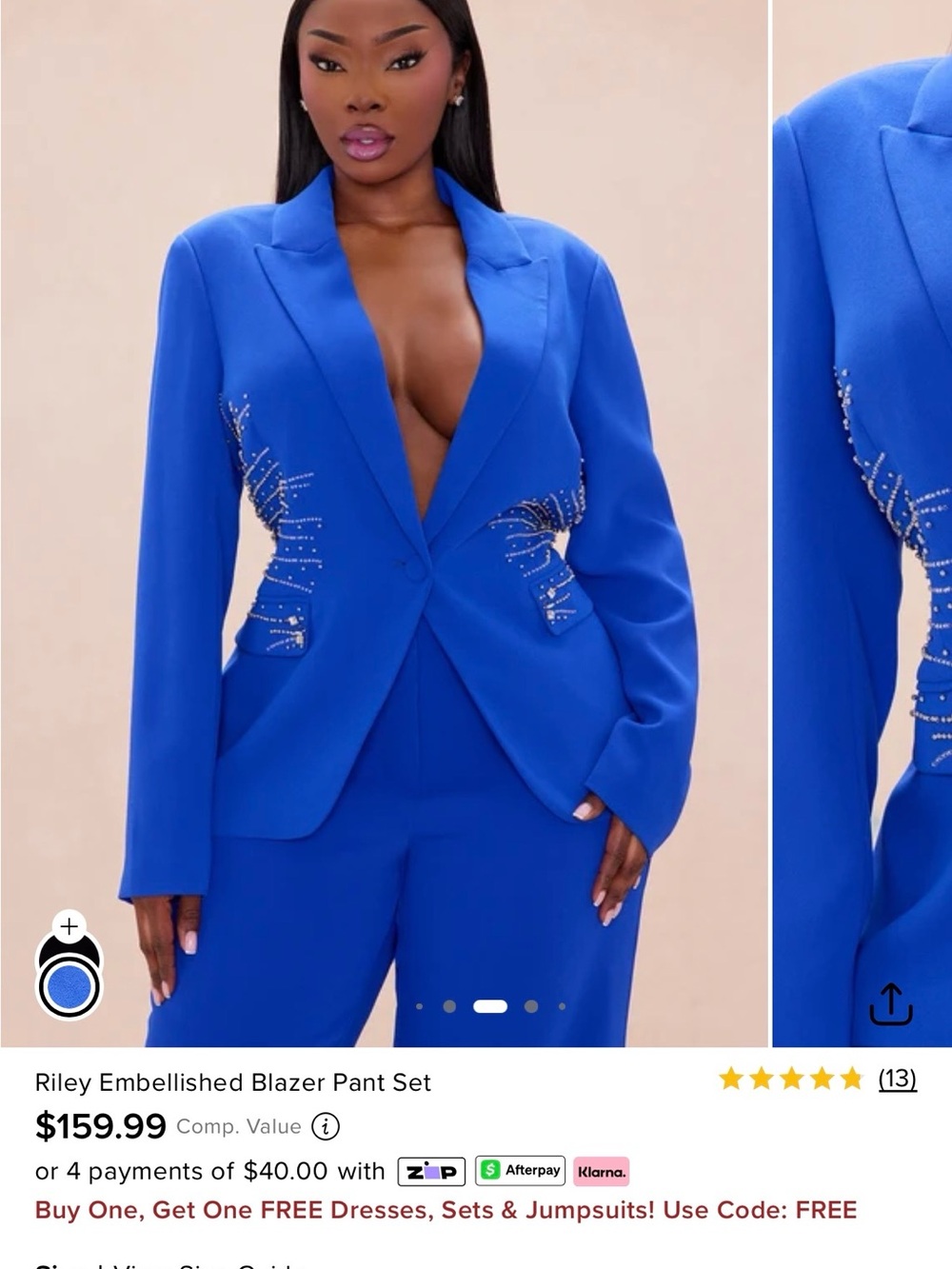 Riley Embellished Blazer in Royal Blue Set